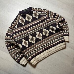 Croft & Barrow Men's XL Crewneck Sweater - Cream and Brown